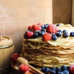 sourdough crepe recipe made with berries in a stack
